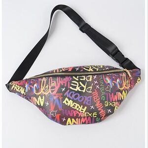 NWOT Colorful Graffiti Print Fanny Pack